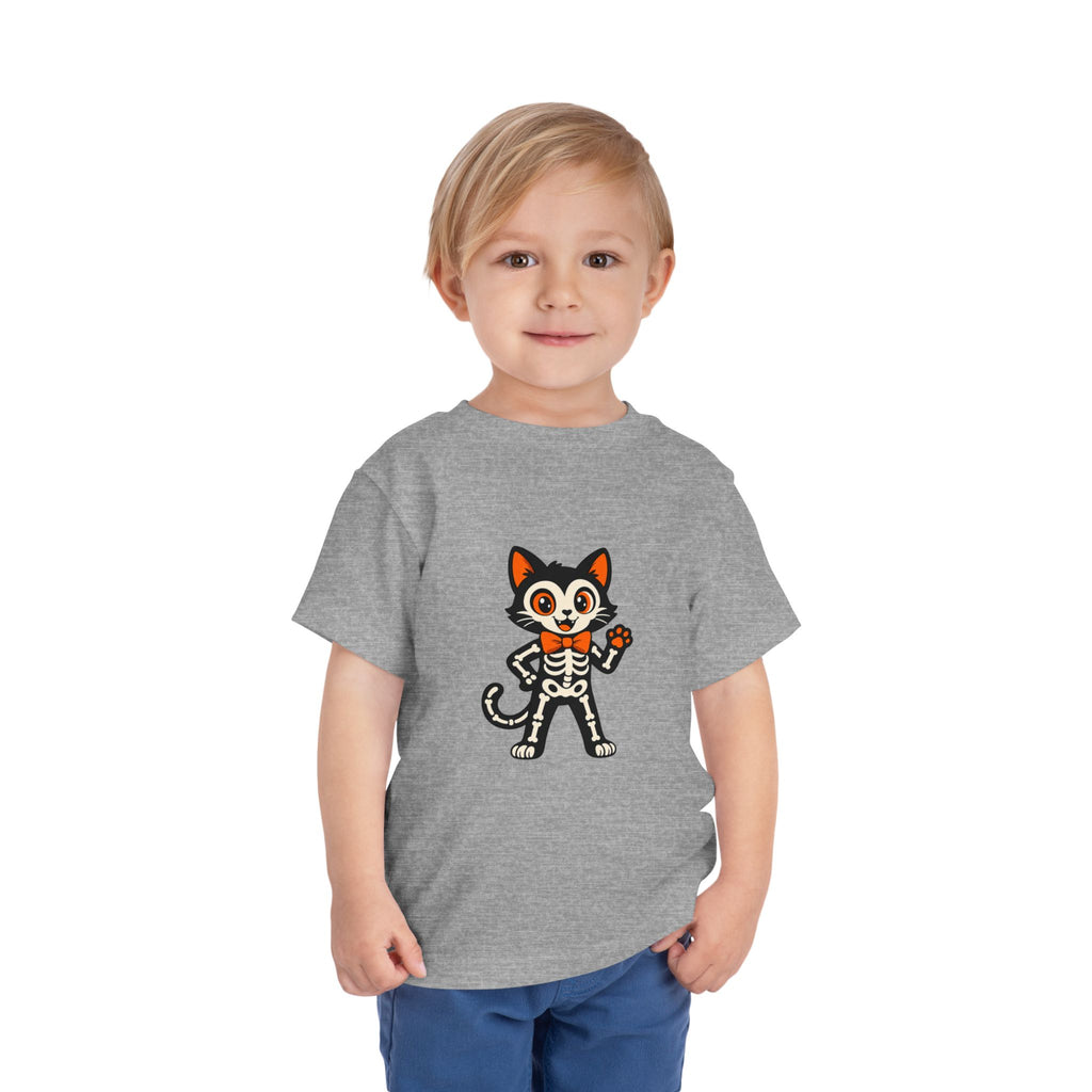Toddler Tee — Cute Cat Skeleton Halloween Shirt