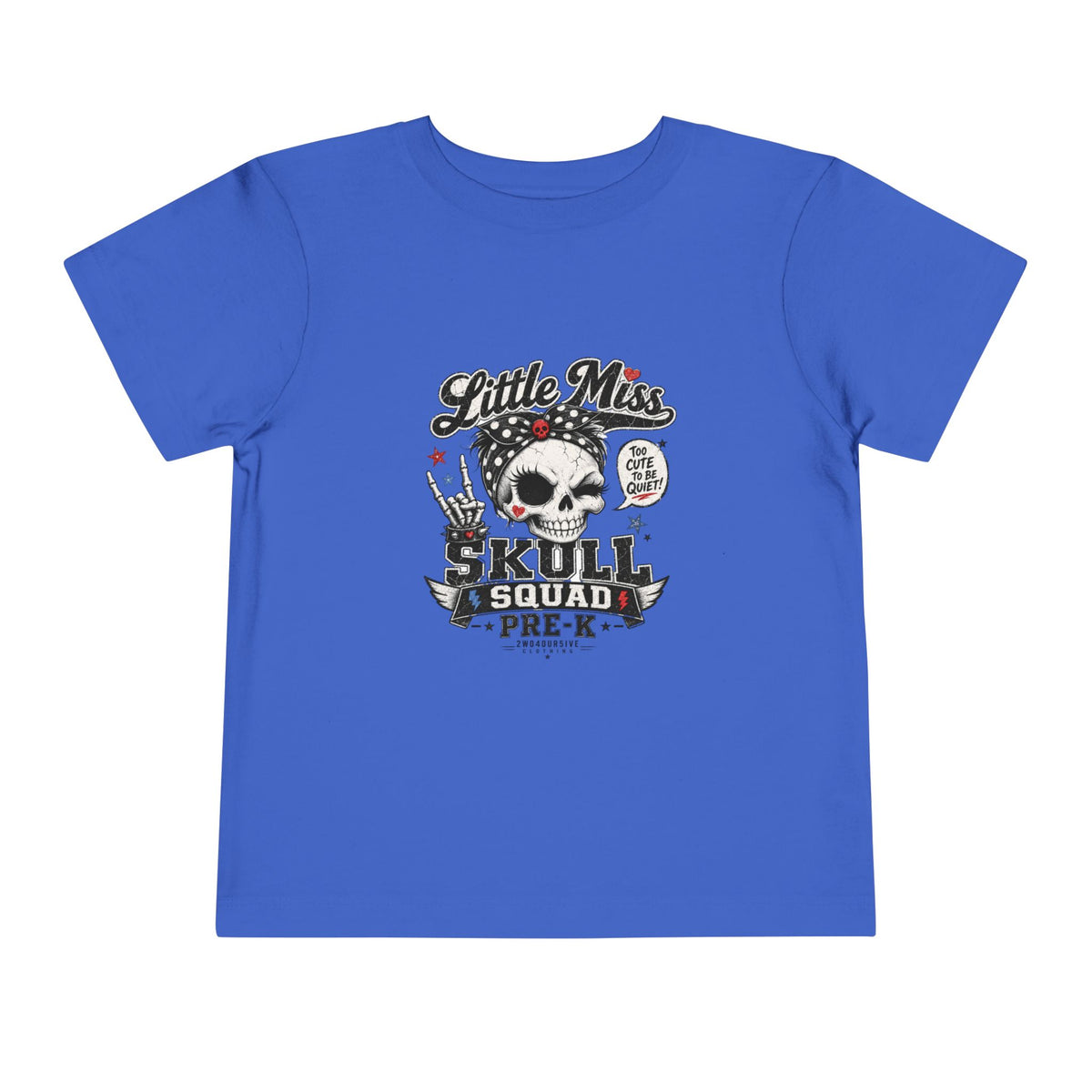 Toddler Tee - "Little Miss Skull Squad Pre-K" Cute Punk Skull Shirt for Preschool Girls