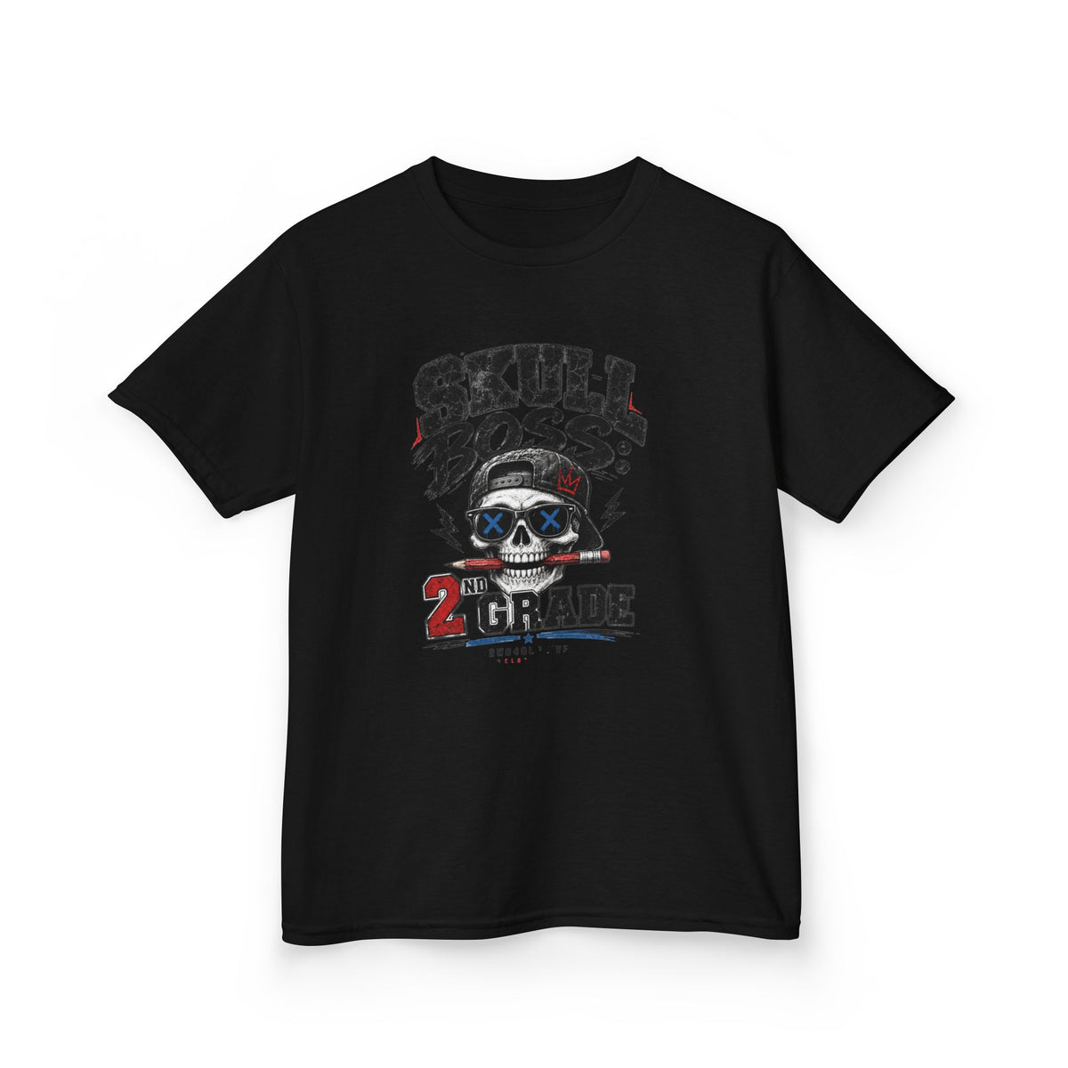 Kids Tee — "Skull Boss 2nd Grade" Back-to-School Graphic Shirt