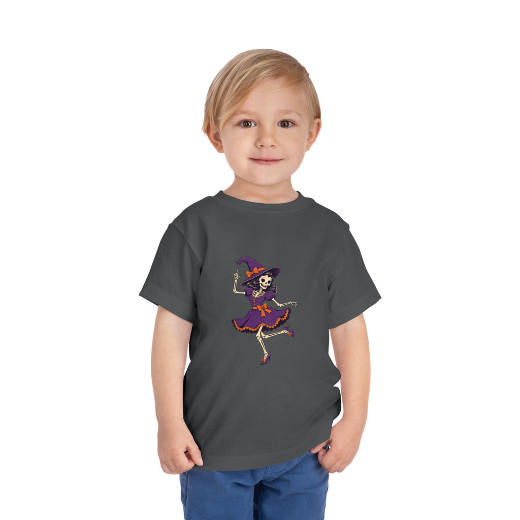 Toddler Witch Skeleton Tee — Cute Dancing Skeleton Halloween Shirt for Kids