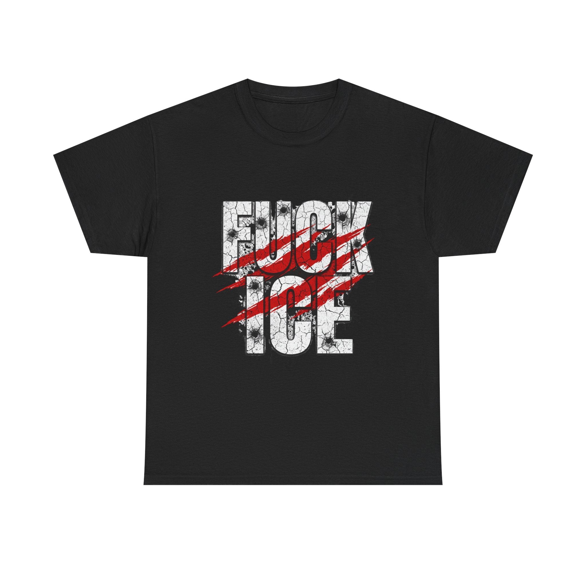 Graphic Tee — Distressed “F*** ICE” Protest Shirt with Red Slash