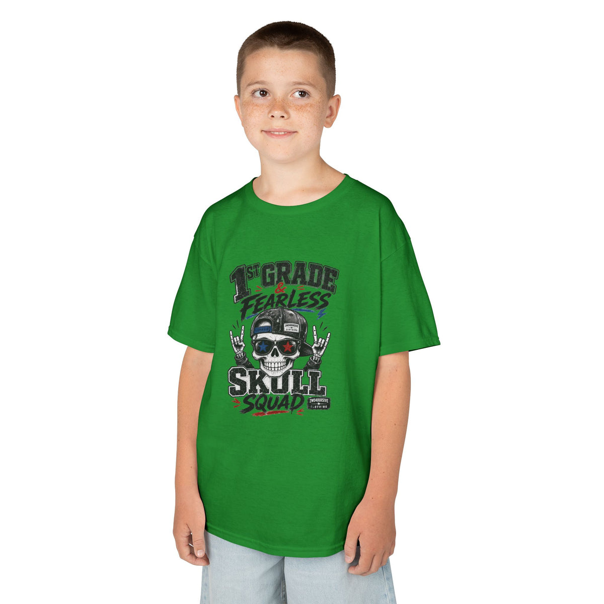 Kids Skull Squad T‑Shirt – 1st Grade Fearless Design