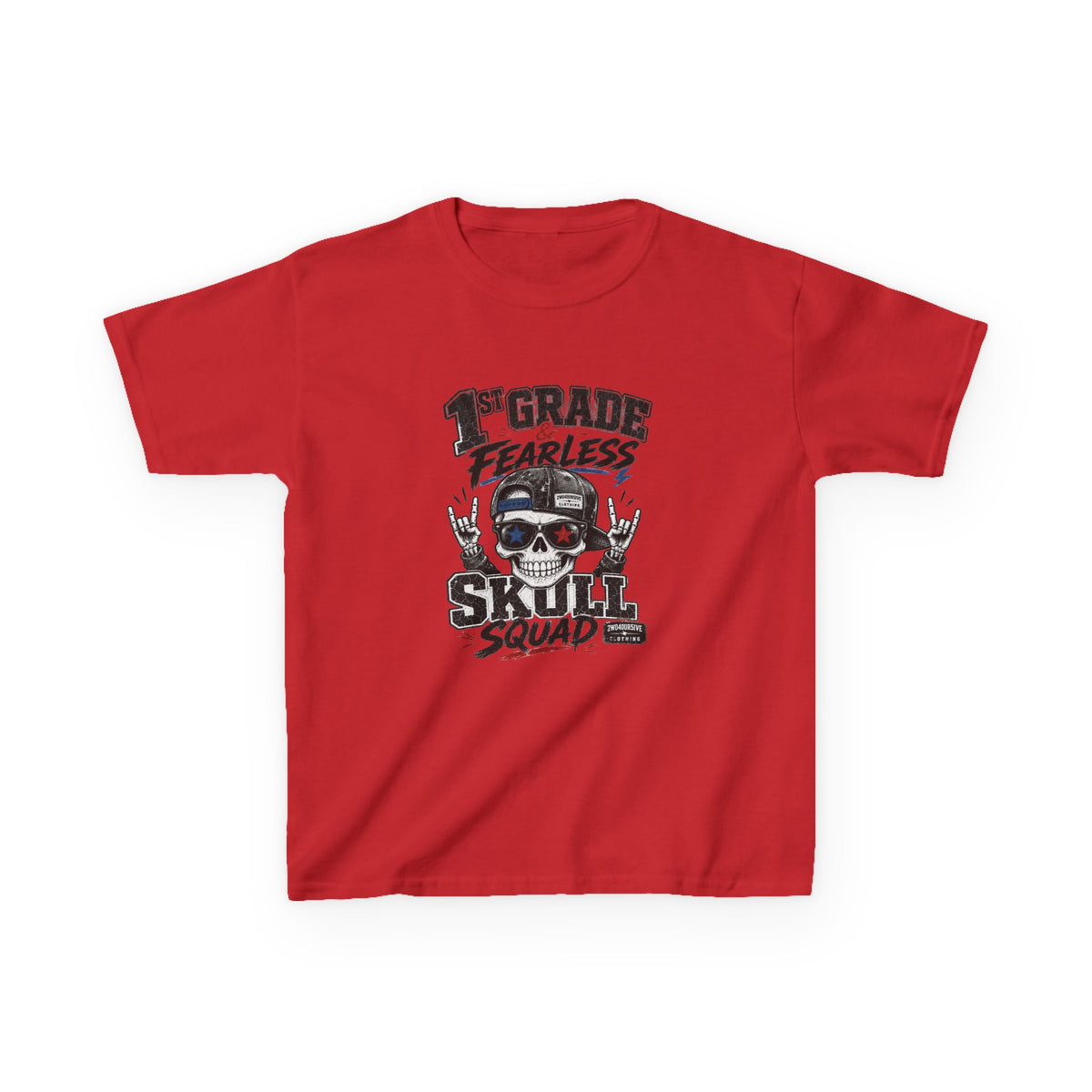 Kids Skull Squad T‑Shirt – 1st Grade Fearless Design