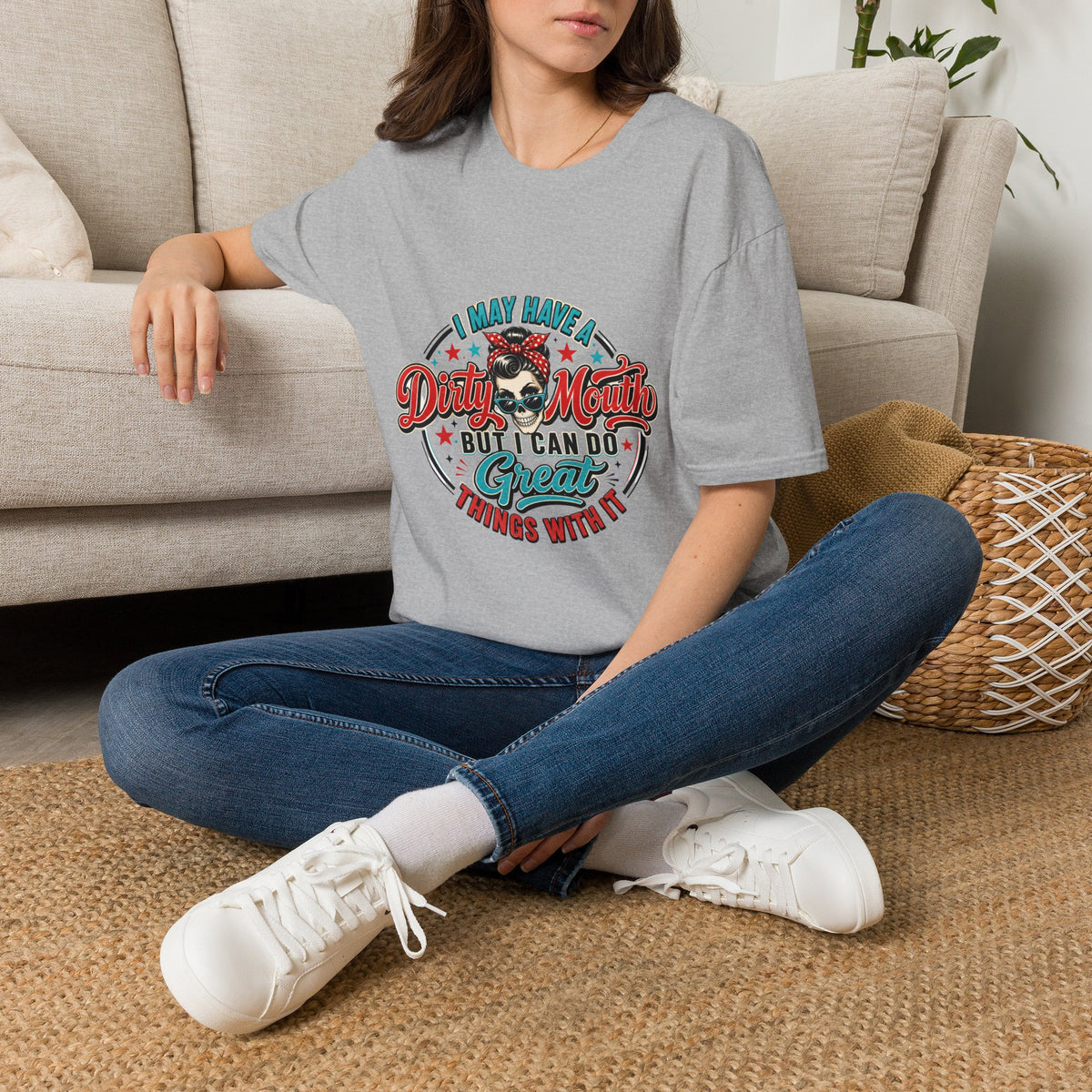 T-Shirt — "I May Have a Dirty Mouth But I Can Do Great Things With It" Retro Rosie Graphic