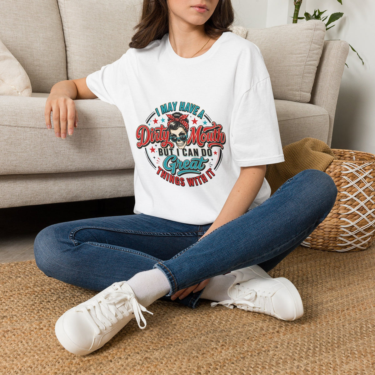 T-Shirt — "I May Have a Dirty Mouth But I Can Do Great Things With It" Retro Rosie Graphic