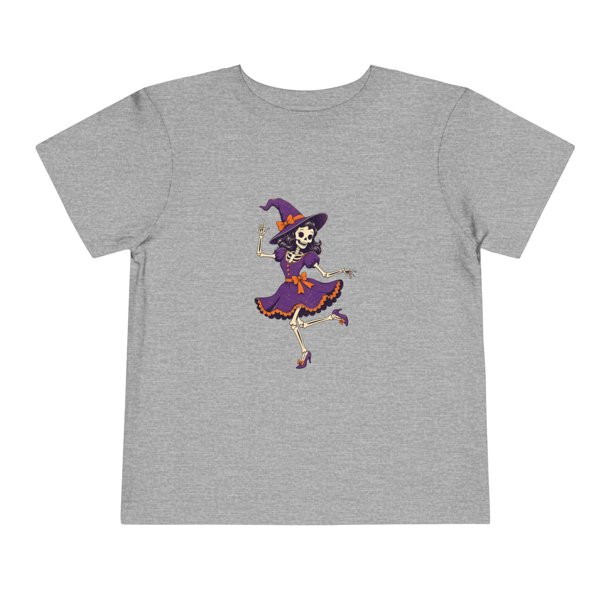 Toddler Witch Skeleton Tee — Cute Dancing Skeleton Halloween Shirt for Kids