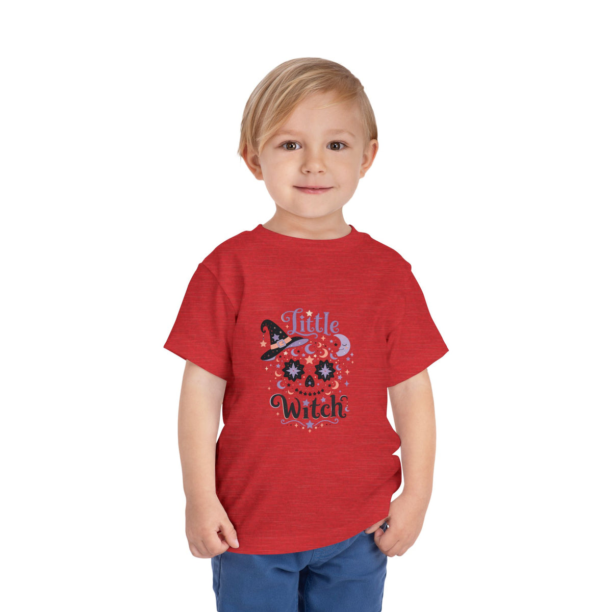 Toddler Tee — "Little Witch" Halloween Skull Hat Graphic