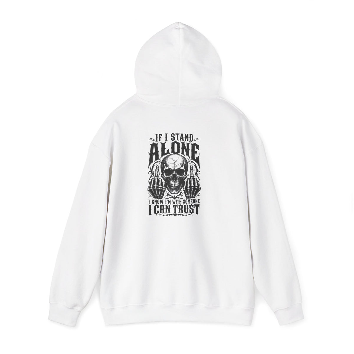 Skull Graphic Hoodie - "Alone I Can Trust" Gothic Skull Back Print