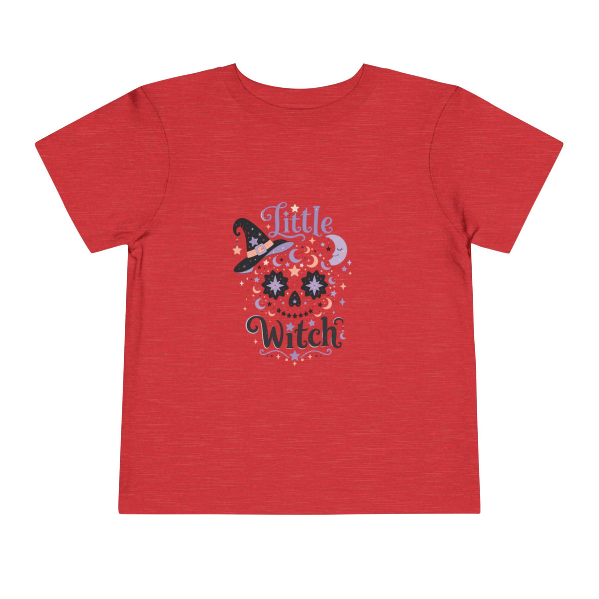 Toddler Tee — "Little Witch" Halloween Skull Hat Graphic