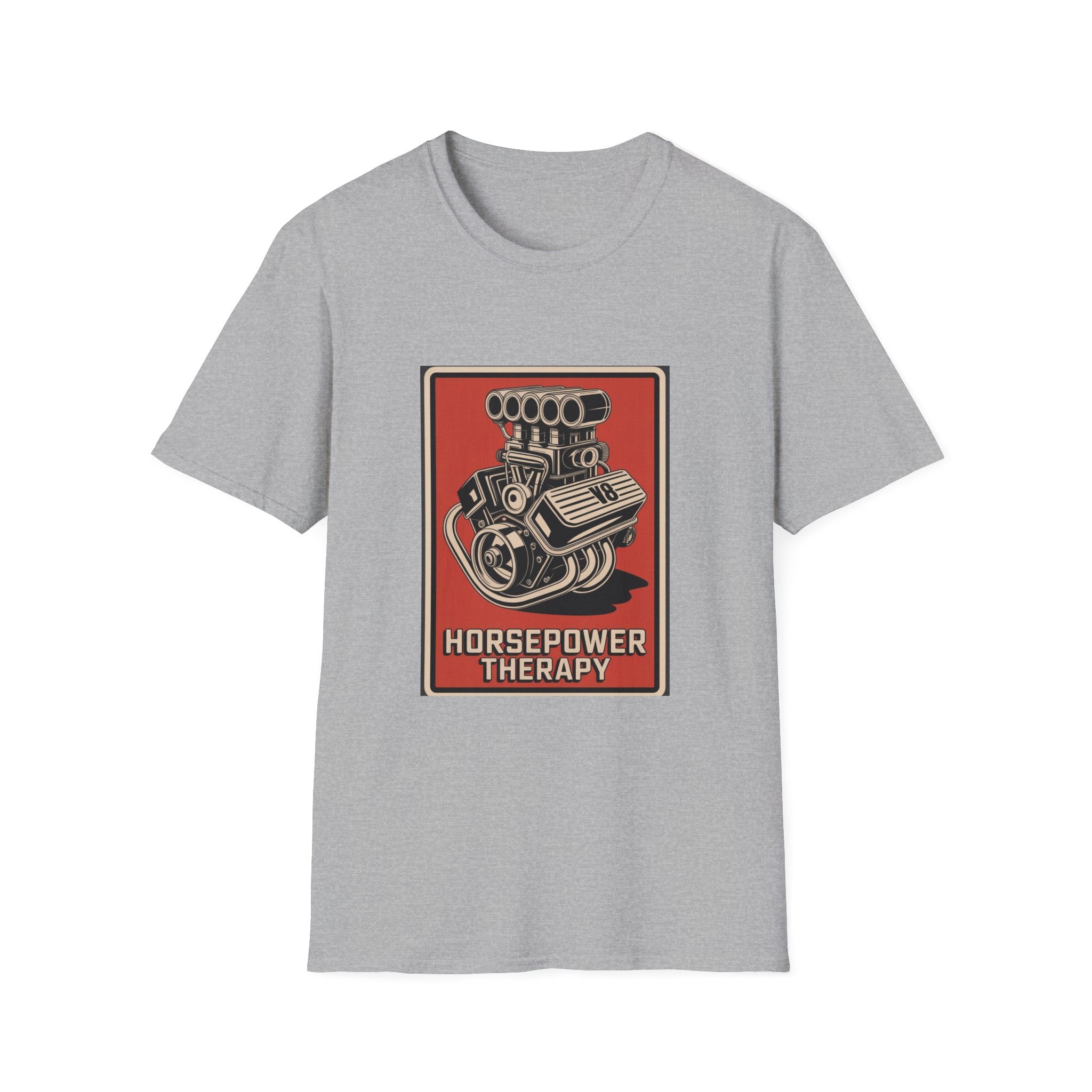Horsepower Therapy Tee — Vintage V8 Engine Graphic T-Shirt