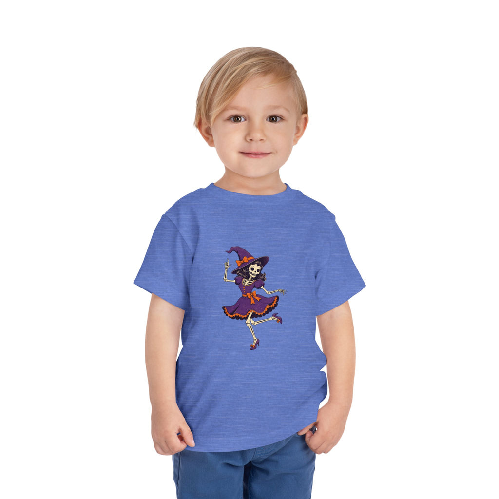 Toddler Witch Skeleton Tee — Cute Dancing Skeleton Halloween Shirt for Kids