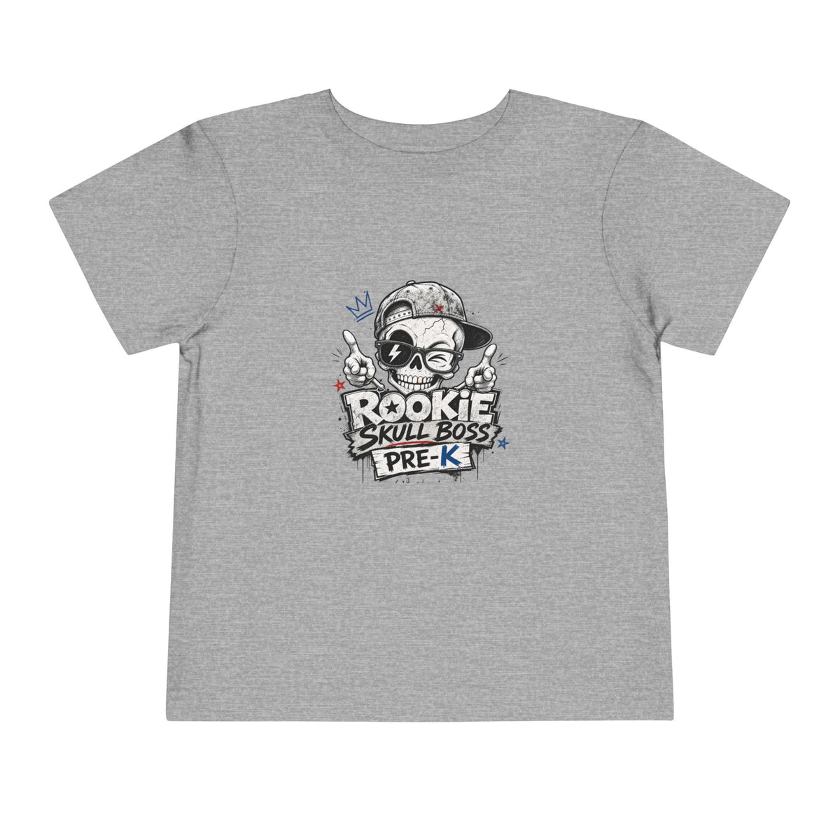 Toddler Tee — "Rookie Skull Boss Pre-K" Graphic Shirt