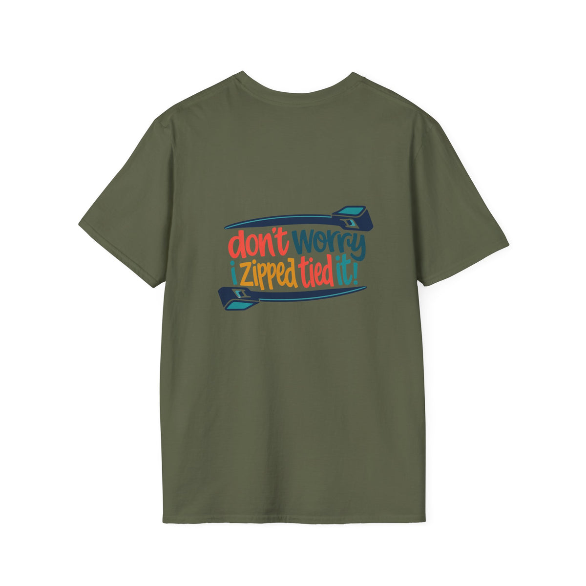 T‑Shirt — “Don’t Worry I Zipped/Tied It!” Funny Zipper & Bow Graphic Tee
