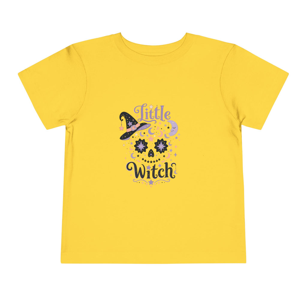 Toddler Tee — "Little Witch" Halloween Skull Hat Graphic