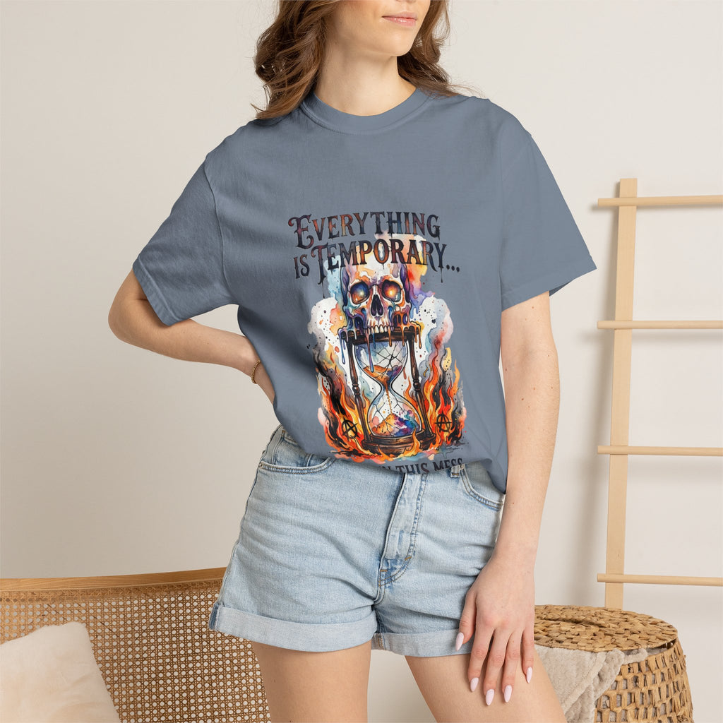 Everything Is Temporary T-Shirt — Skull Hourglass Graphic Tee