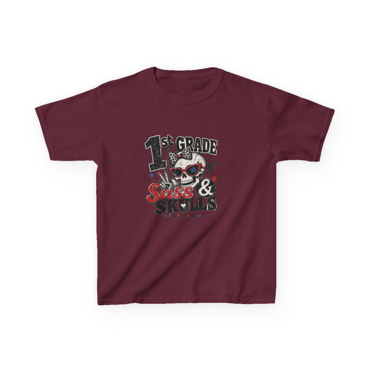 1st Grade Skulls & Sparks Kids Tee — Cute Rocker School Shirt for Back to School
