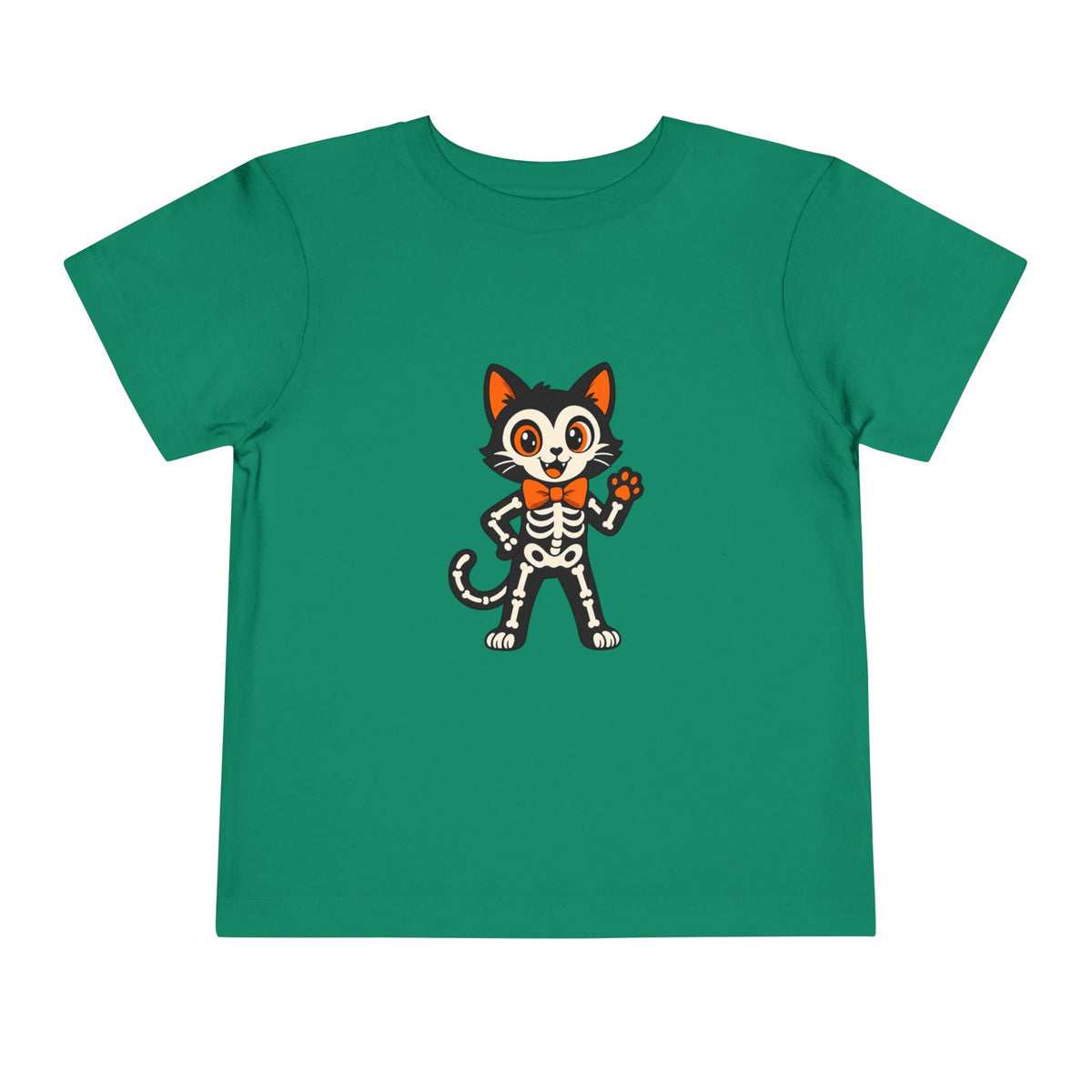 Toddler Tee — Cute Cat Skeleton Halloween Shirt