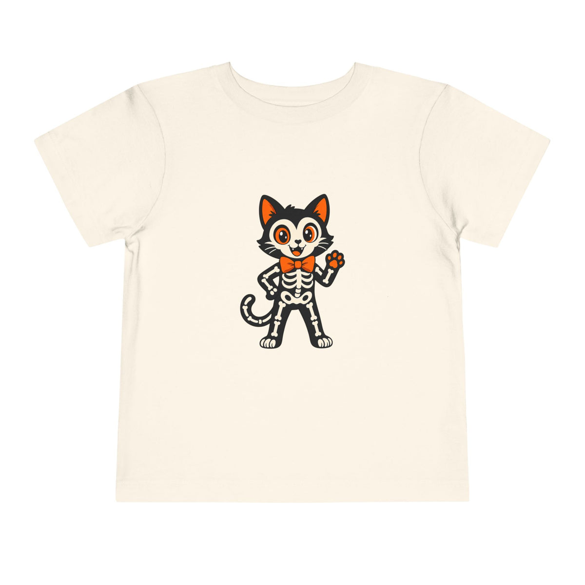 Toddler Tee — Cute Cat Skeleton Halloween Shirt