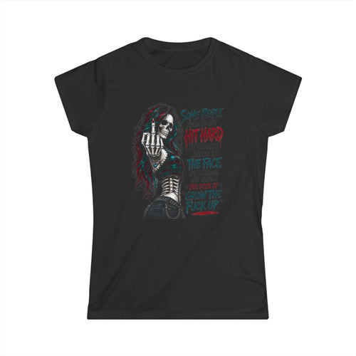 "Some People Need to Be Hit Hard" Edgy Quote Graphic Tee