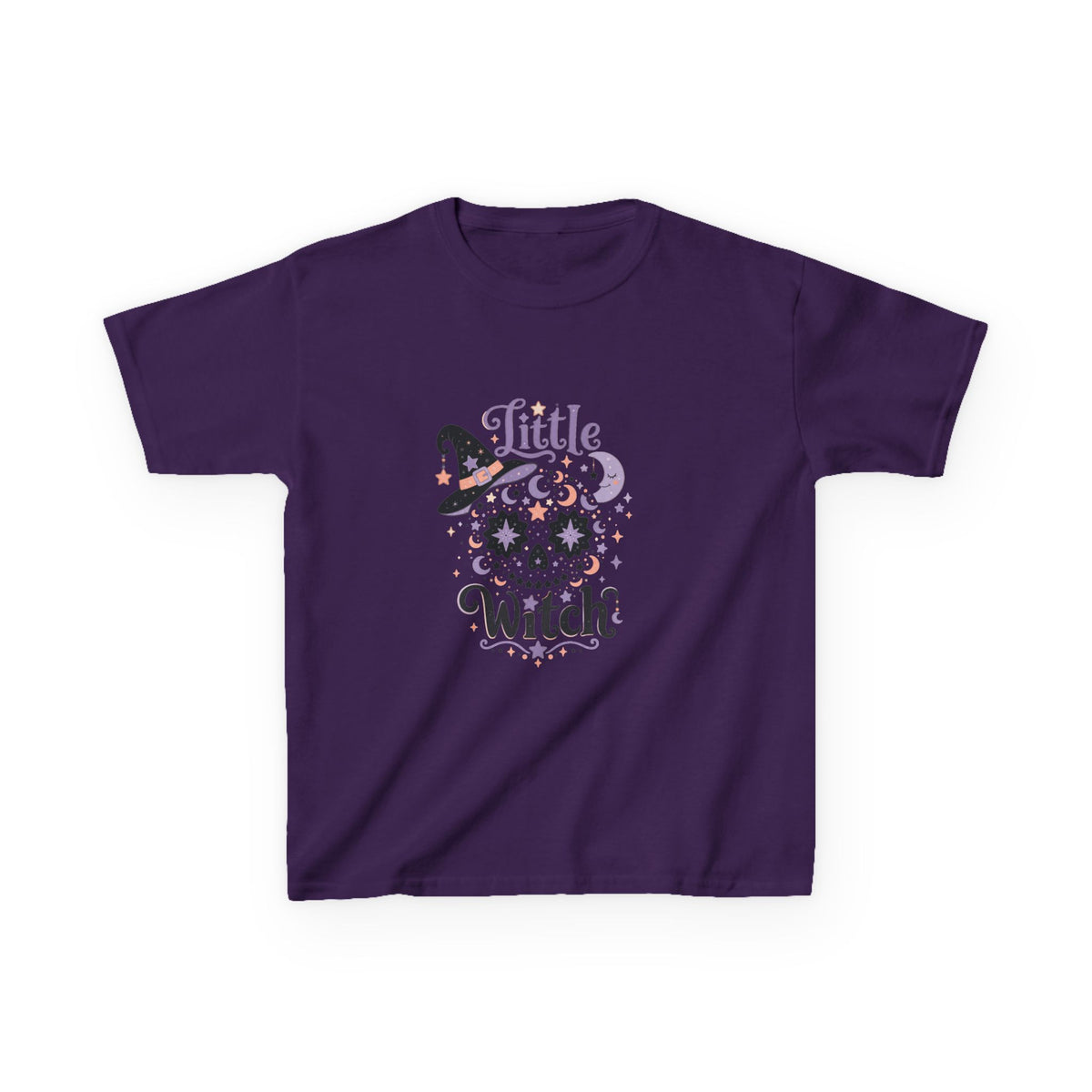 Kids T-Shirt - "Little Witch" Halloween Skull Design