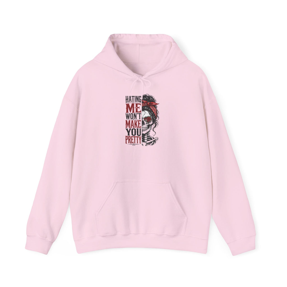 Hating Me Won't Make You Pretty Hoodie | Skull Bandana Pin-Up Graphic