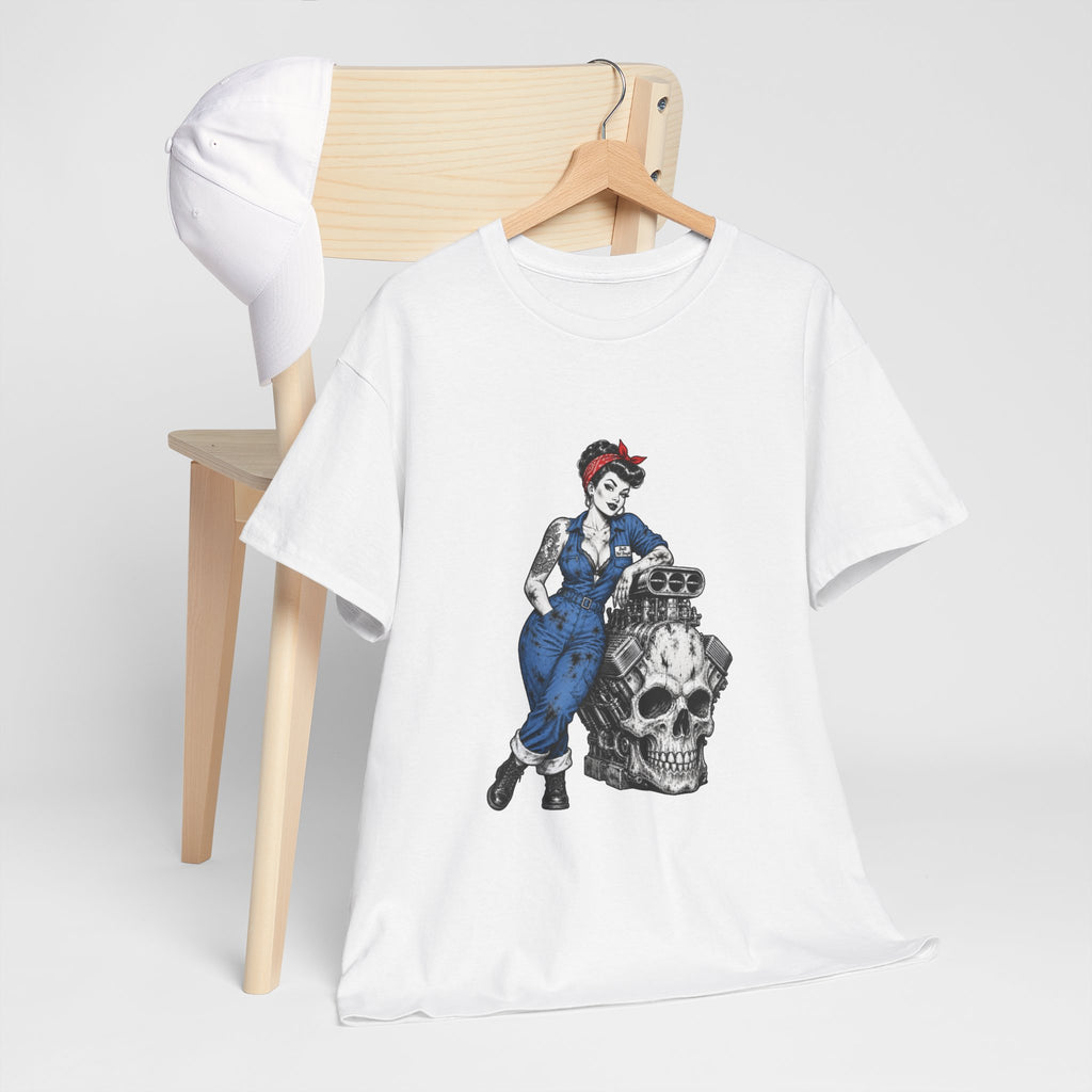 Rosie the Riveter Skull Tee — Feminist Retro Workwear Graphic T-Shirt