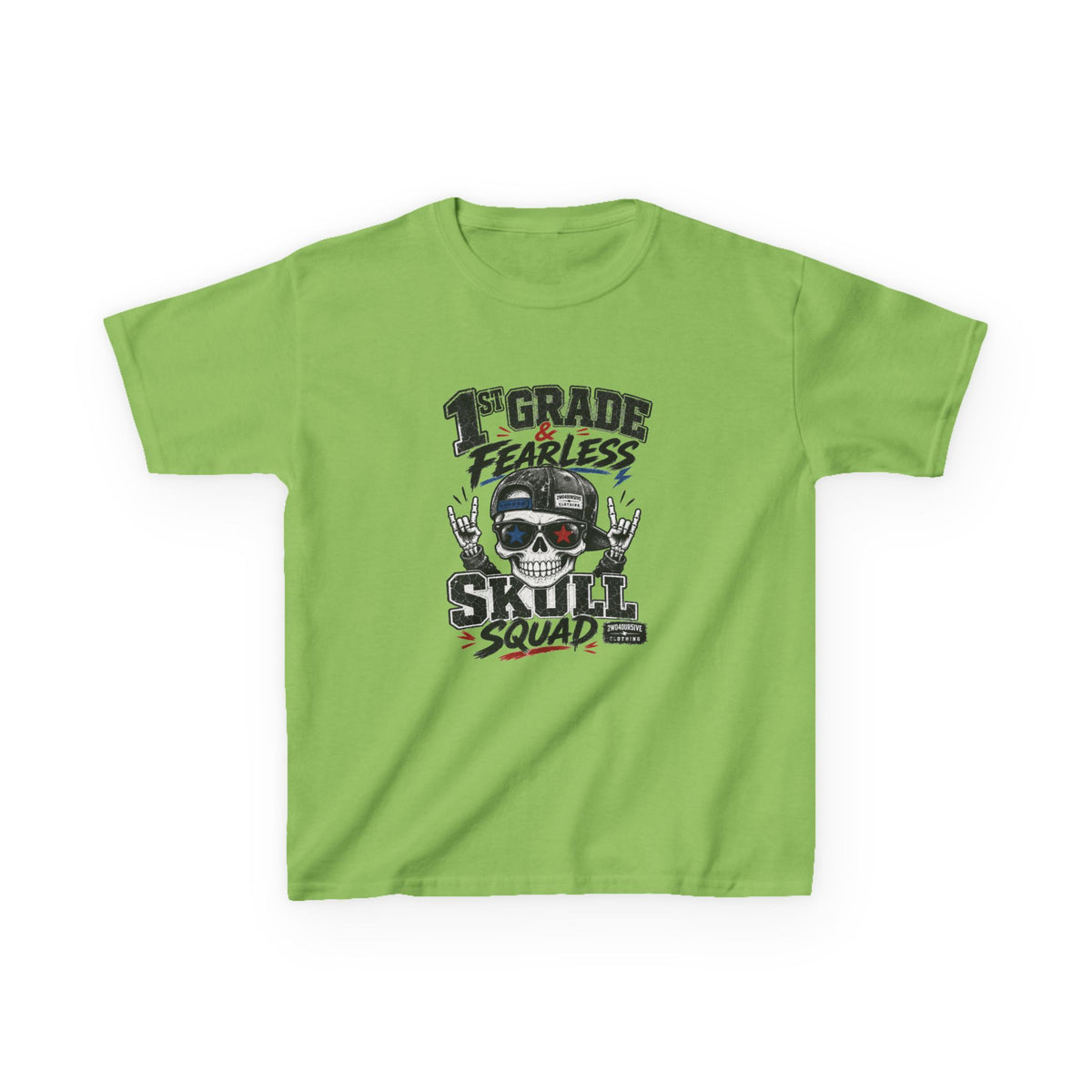 Kids Skull Squad T‑Shirt – 1st Grade Fearless Design