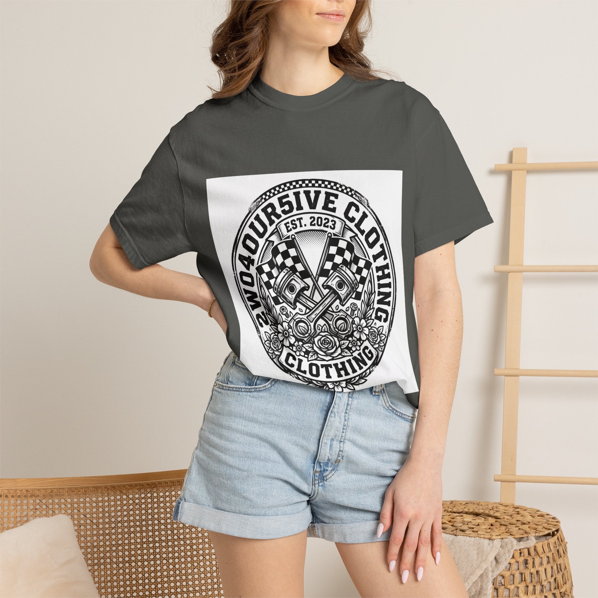 Vintage Racing Crest T-Shirt — '2W04OURSIVE CLOTHING' Graphic Tee