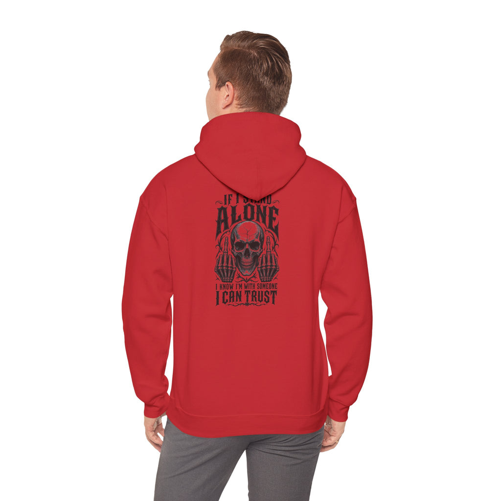 Skull Graphic Hoodie - "Alone I Can Trust" Gothic Skull Back Print