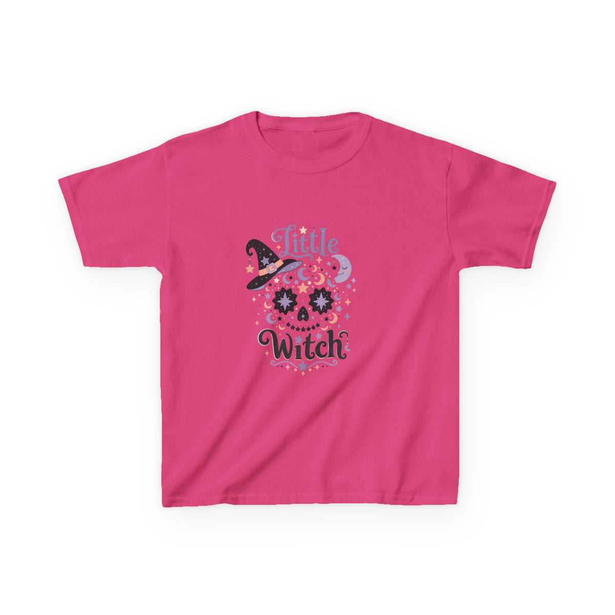 Kids T-Shirt - "Little Witch" Halloween Skull Design