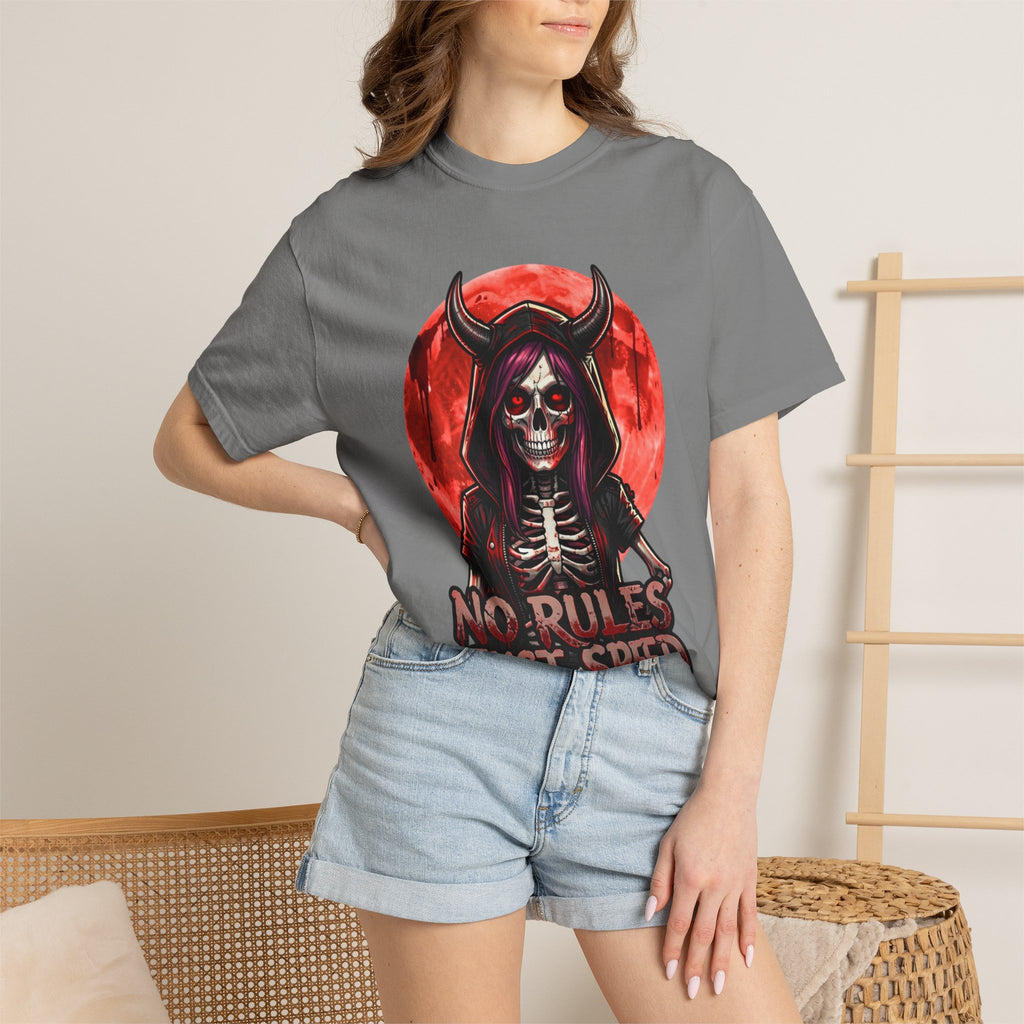 No Rules Just Speed Skull T-Shirt — Devil Rider Graphic Tee
