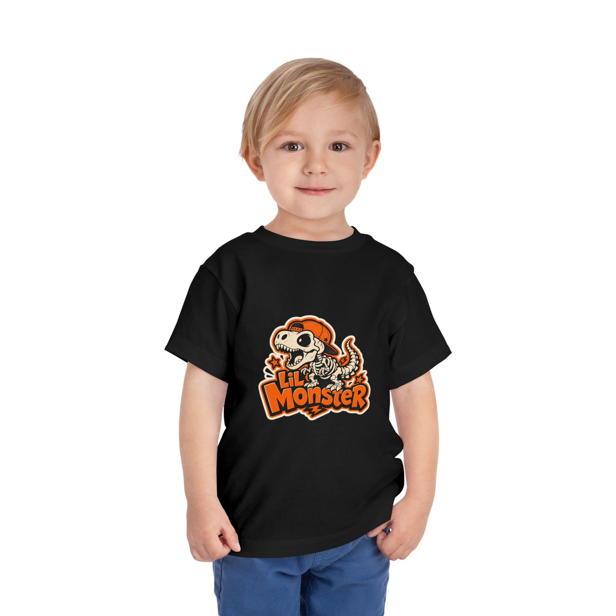 Toddler Tee — 'Lil Monster' Skeleton Dino Graphic, Cute Halloween Shirt for Kids