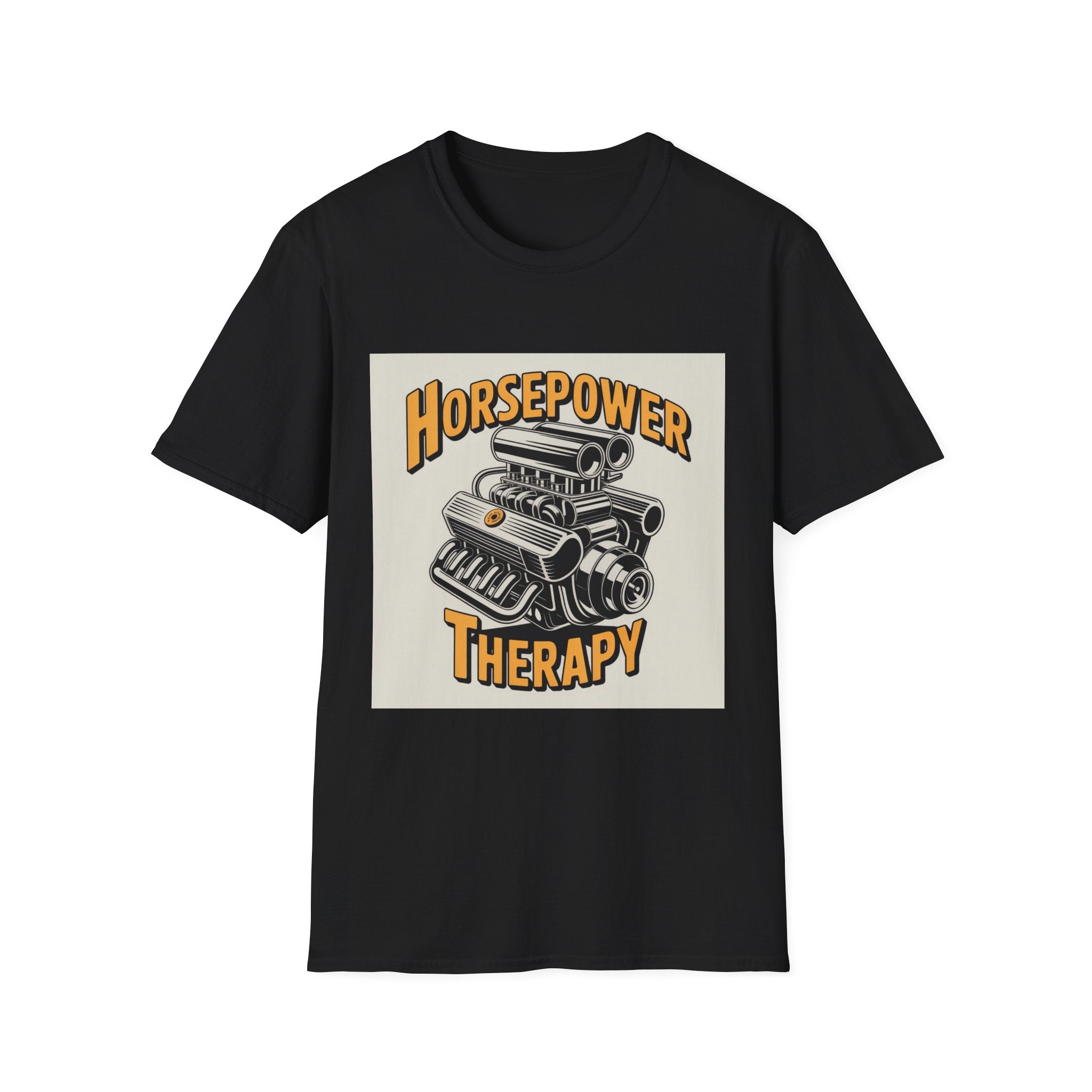 Horsepower Therapy T‑Shirt — Vintage Engine Graphic Auto Mechanic Tee