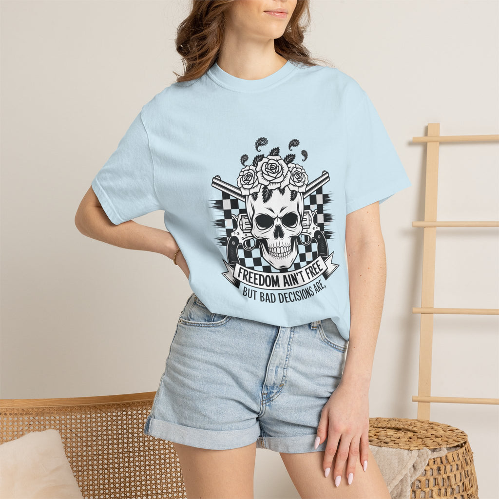Skull & Roses T‑Shirt — "Freedom Ain't Free" Graphic Tee