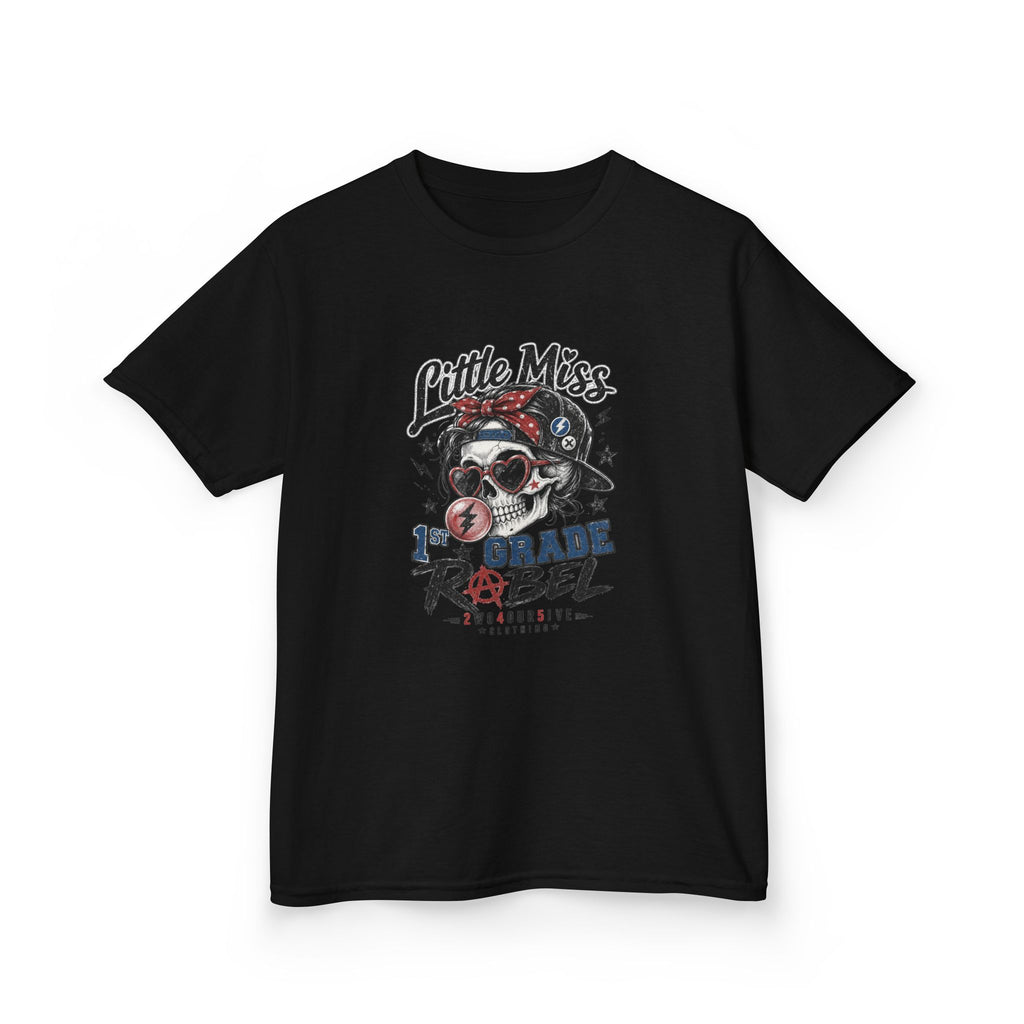 Kids T-Shirt — "Little Miss Rebel" Skull Bandana Graphic