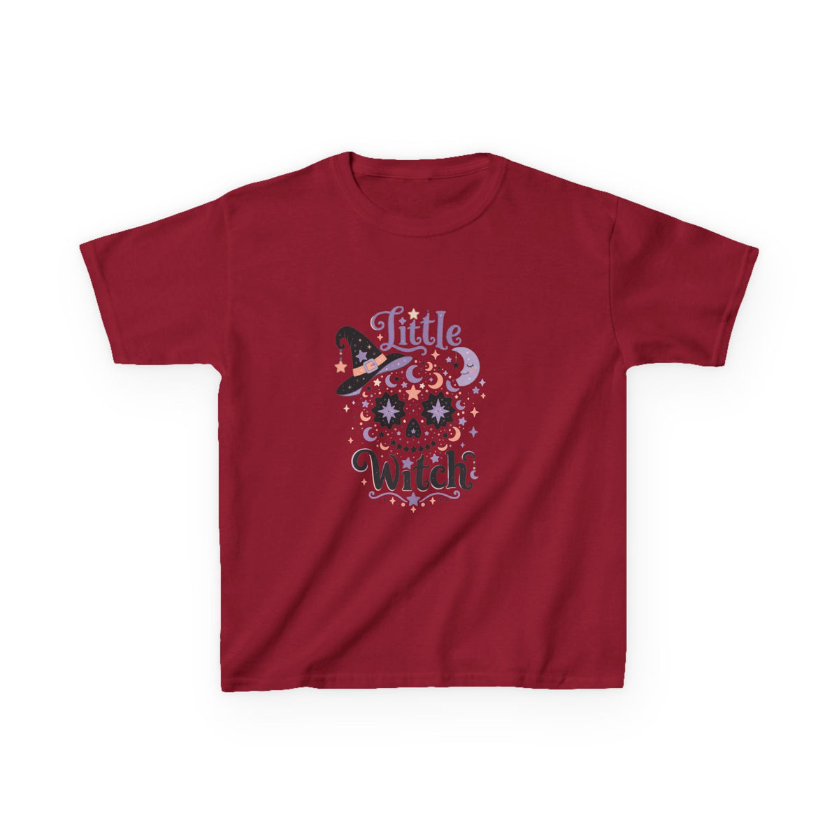 Kids T-Shirt - "Little Witch" Halloween Skull Design