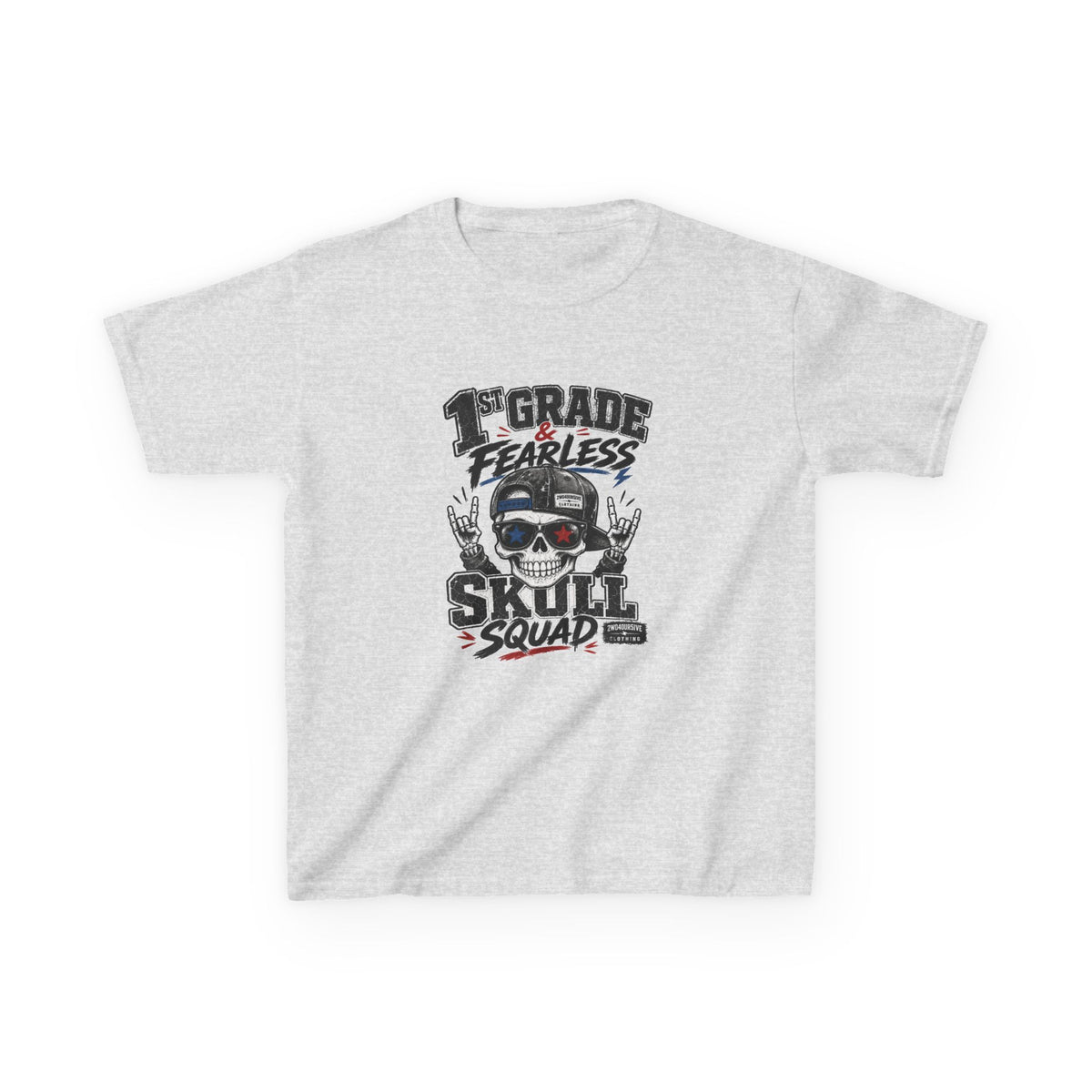 Kids Skull Squad T‑Shirt – 1st Grade Fearless Design