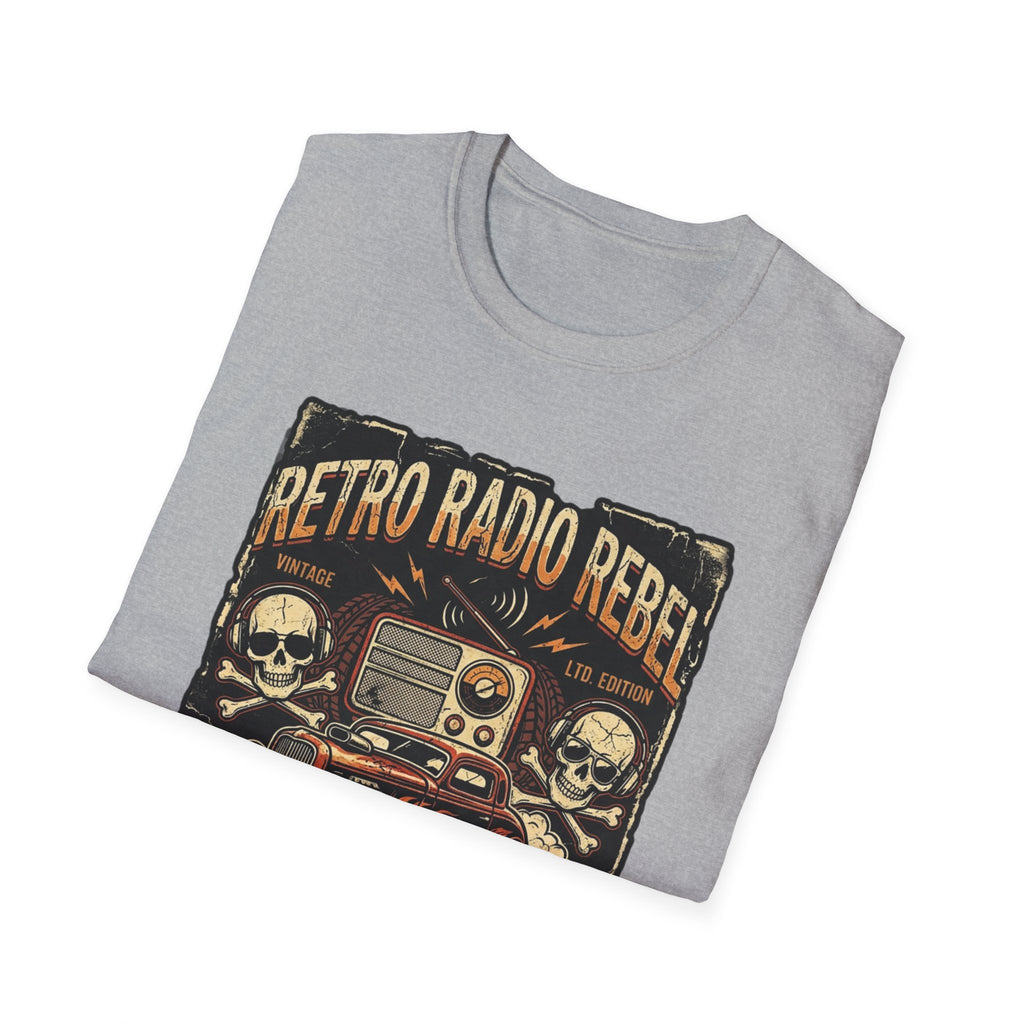 Retro Radio Rebel T-Shirt — Vintage Car, Skull & Stereo Graphic Tee