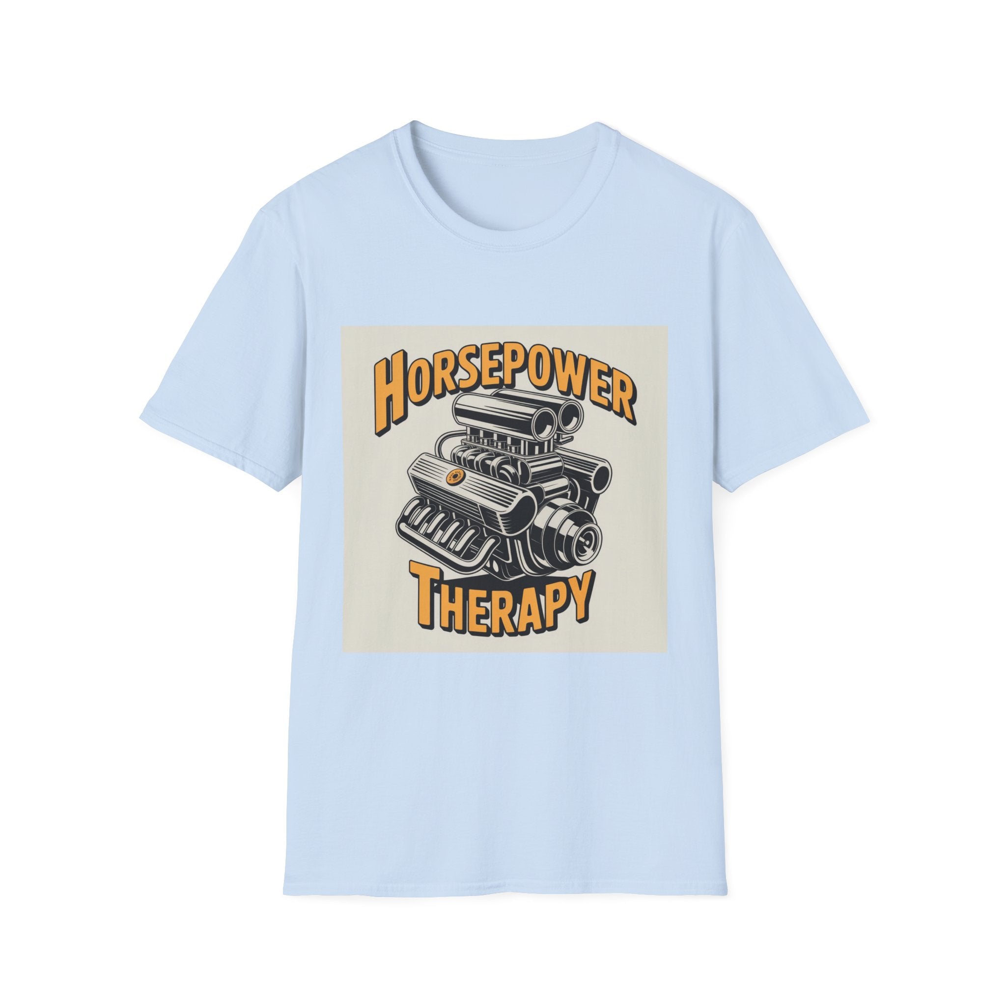 Horsepower Therapy T‑Shirt — Vintage Engine Graphic Auto Mechanic Tee