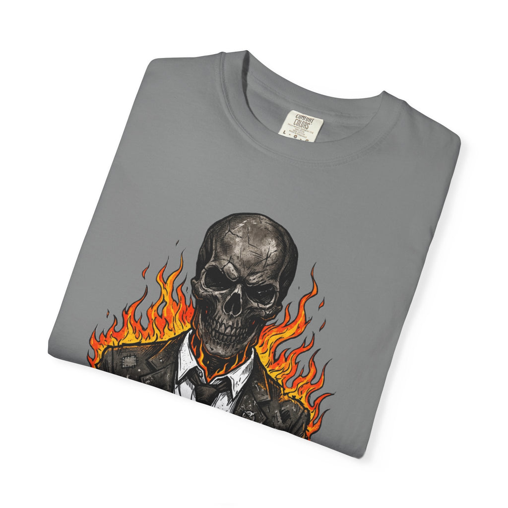 Skull & Flames T-Shirt — "They Sell Obedience As Success" Anti-Authority Graphic Tee