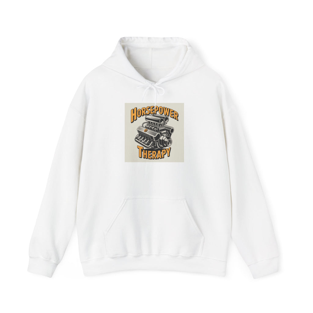 Horsepower Therapy Hoodie – Vintage Engine Graphic Pullover for Car Lovers