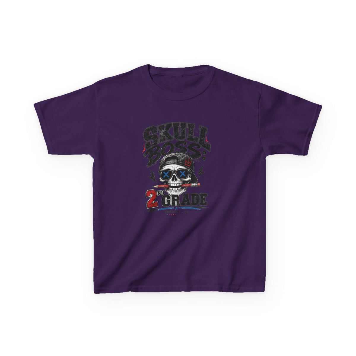 Kids Tee — "Skull Boss 2nd Grade" Back-to-School Graphic Shirt