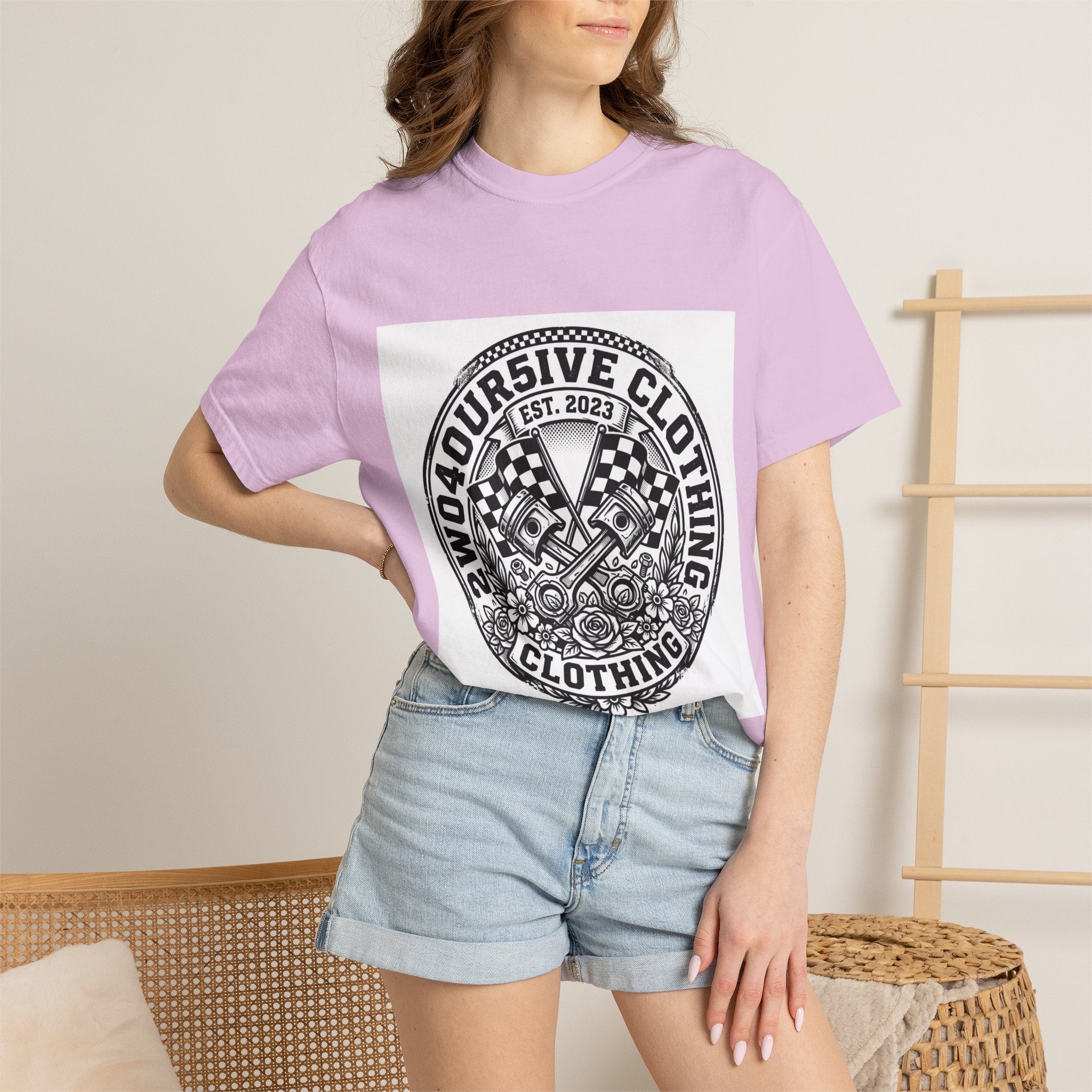 Vintage Racing Crest T-Shirt — '2W04OURSIVE CLOTHING' Graphic Tee