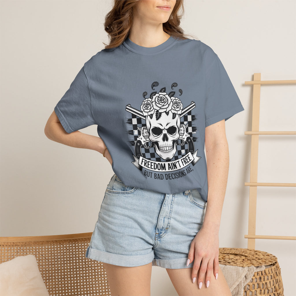 Skull & Roses T‑Shirt — "Freedom Ain't Free" Graphic Tee