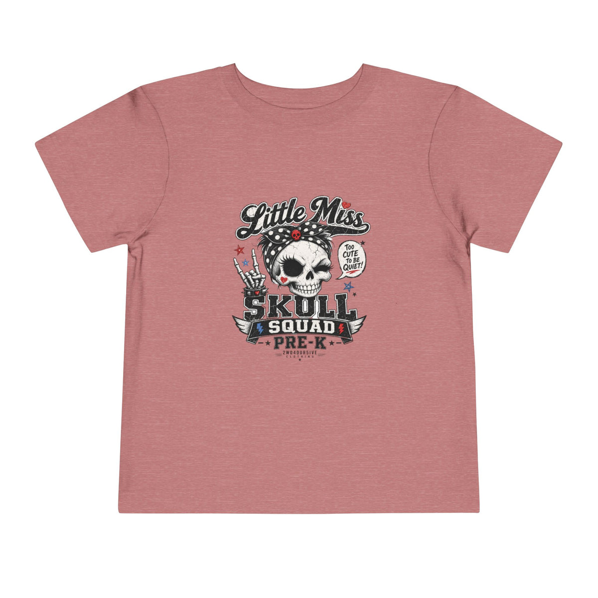Toddler Tee - "Little Miss Skull Squad Pre-K" Cute Punk Skull Shirt for Preschool Girls