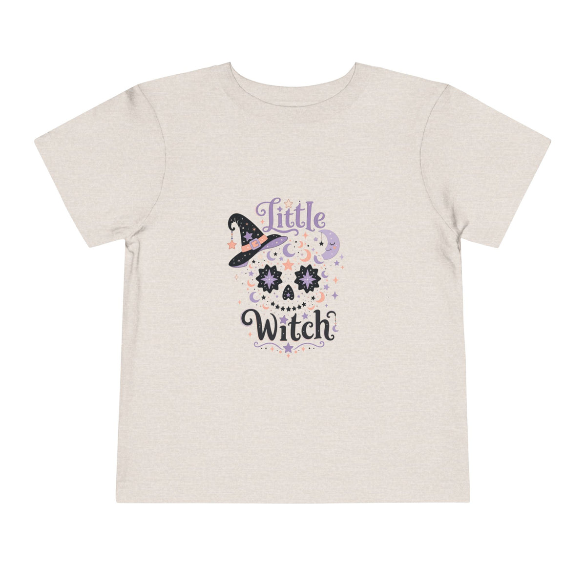 Toddler Tee — "Little Witch" Halloween Skull Hat Graphic