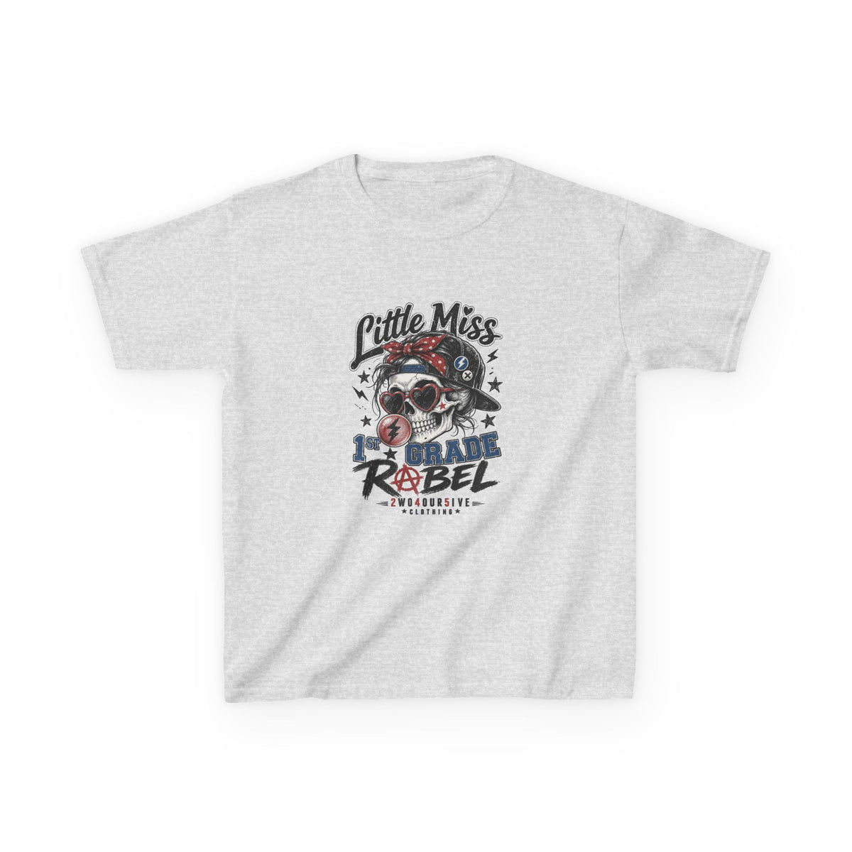 Kids T-Shirt — "Little Miss Rebel" Skull Bandana Graphic