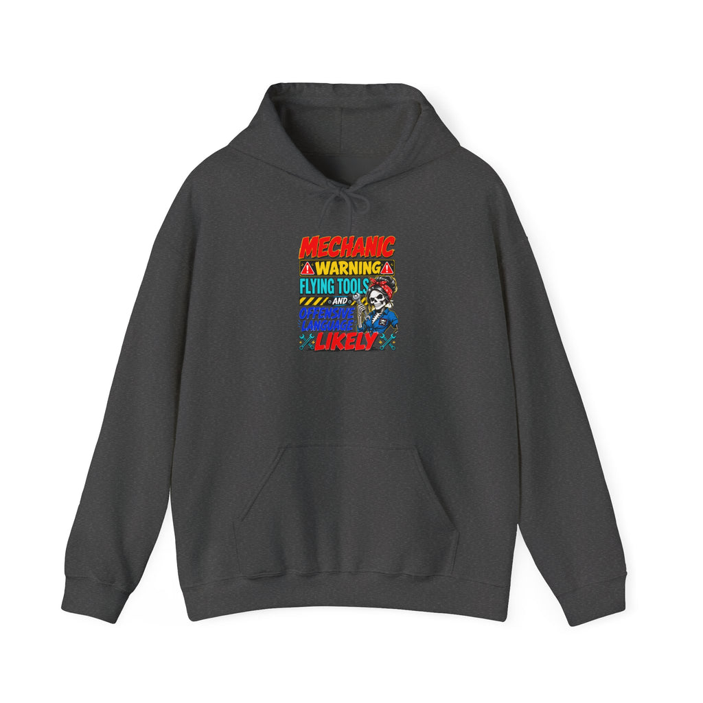 Mechanic Warning Hoodie | Flying Tools & Offensive Language