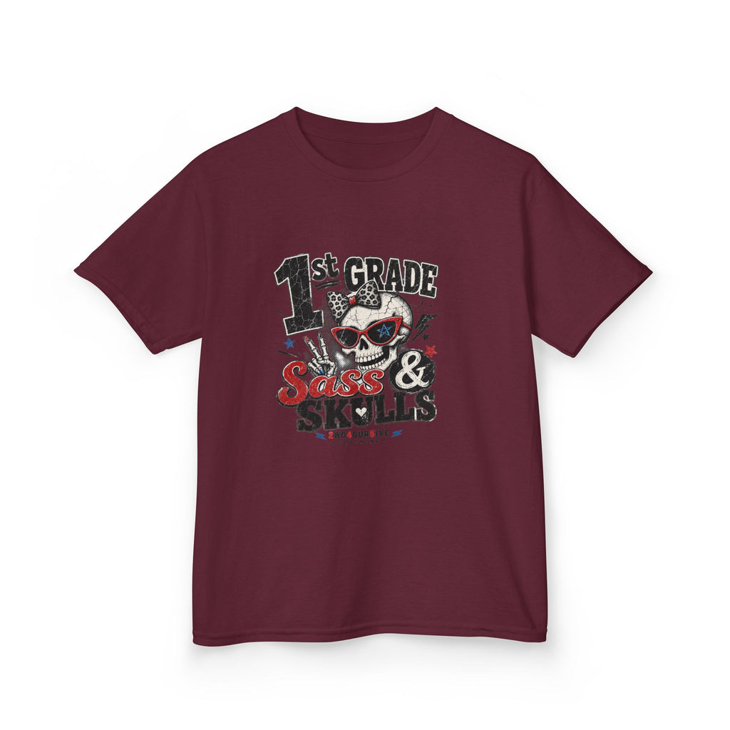 1st Grade Skulls & Sparks Kids Tee — Cute Rocker School Shirt for Back to School