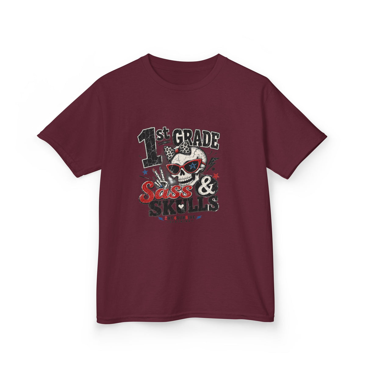 1st Grade Skulls & Sparks Kids Tee — Cute Rocker School Shirt for Back to School